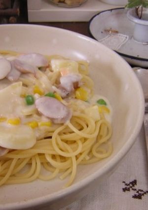 休日のランチに!じゃがベジクリームスパ-レシピのメイン写真