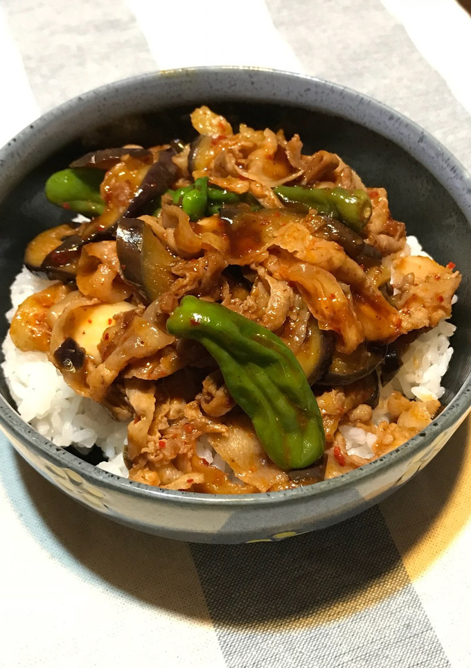 簡単10分！ナス豚キムチ丼-レシピのメイン写真