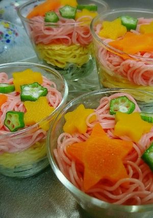 お星さまいっぱい♥七夕♥カラーそうめん-レシピのメイン写真