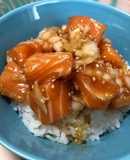 ★コストコの生サーモンで満腹ポキ丼★