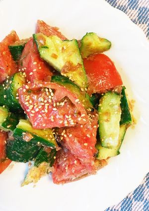 ＊トマトとたたき胡瓜のおかかポン酢和え＊-レシピのメイン写真