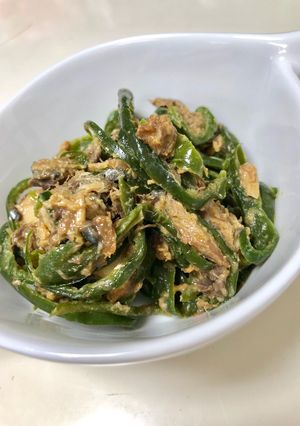 ピーマンとサバ味噌煮缶の炒め物-レシピのメイン写真