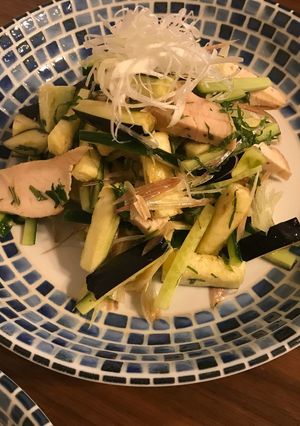 水茄子と和香草と鶏ムネ肉のサラダ-レシピのメイン写真