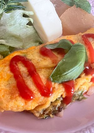 朝ご飯♡お1人様♡千切りキャベツオムレツ-レシピのメイン写真