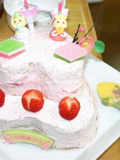 ひな祭りのケーキ 雛祭りイチゴケーキ-レシピのメイン写真