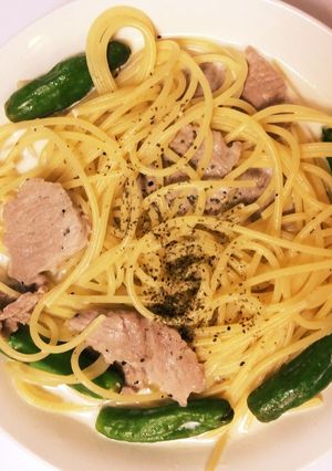シシトウとヒレ肉のクリームパスタ-レシピのメイン写真