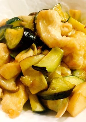 ナスと鶏胸肉のココナッツオイル醤油炒め-レシピのメイン写真