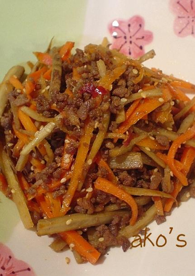 簡単！！ごぼうとにんじんのそぼろきんぴら-レシピのメイン写真