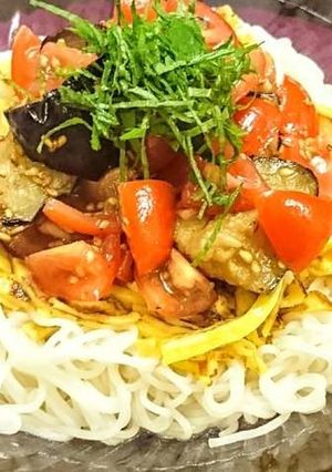 トマトとなすの冷製そうめん-レシピのメイン写真