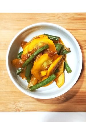 ご飯のお供☆ズッキーニといんげんの土佐煮-レシピのメイン写真
