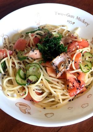 夏野菜とゆかりの冷製パスタ-レシピのメイン写真