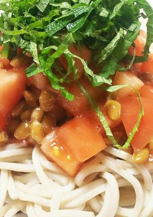夏に!!トマト納豆そば-レシピのメイン写真