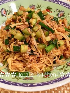 ピリ辛☘️肉みそタンタン焼きそば-レシピのメイン写真