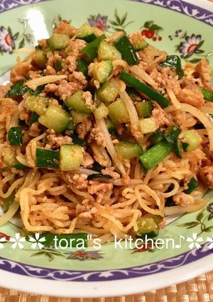 ピリ辛☘️肉みそタンタン焼きそば-レシピのメイン写真