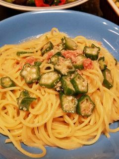 コンビニ食材で明太子オクラパスタ-レシピのメイン写真