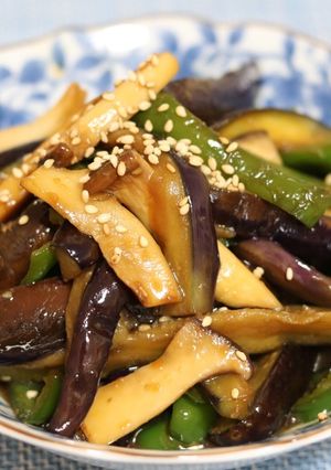 ナスとピーマンとエリンギの生姜醤油炒め-レシピのメイン写真