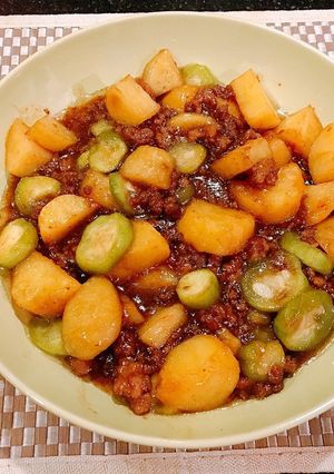 ナーベラーとじゃがいもの挽肉あん-レシピのメイン写真