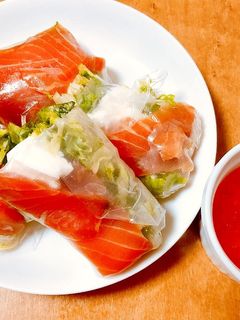 サーモンとクリームチーズの生春巻き-レシピのメイン写真