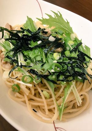 豚肉と水菜の明太子パスタ-レシピのメイン写真