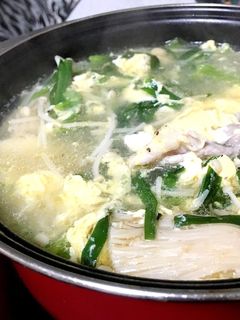 全て鍋にお任せ! 簡単ニラ玉スープ-レシピのメイン写真