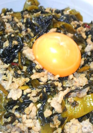 5分でごはん！辛子高菜と挽肉丼-レシピのメイン写真