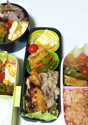 旦那様・高校息子・中学娘・自分弁当♪3-レシピのメイン写真