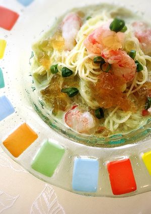 海老ジュレと九条ネギの冷製パスタ-レシピのメイン写真