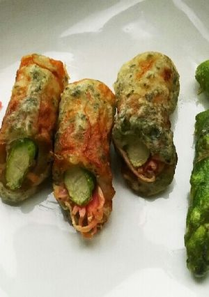 超簡単！アスパラと紅ショウガの磯辺揚げ！-レシピのメイン写真