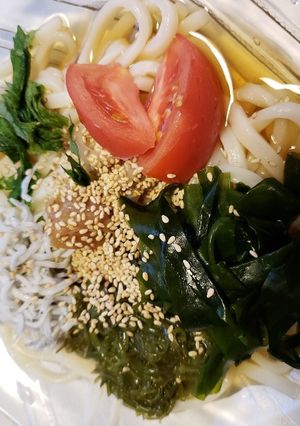 海藻しらすサラダ冷やしうどん-レシピのメイン写真