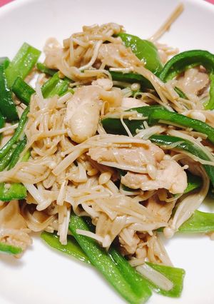 ピーマンえのき鶏胸肉の白だし炒め-レシピのメイン写真