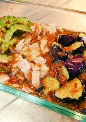 夏バテ防止！ゴーヤと茄子の揚げ浸し-レシピのメイン写真