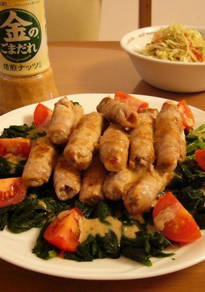 根菜のコロコロ豚ロール金のごまだれ仕立て-レシピのメイン写真
