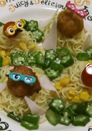 子供に大人気♡めがねピックの冷やし麺-レシピのメイン写真
