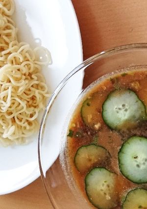 お手軽に！冷や汁風つけ麺-レシピのメイン写真