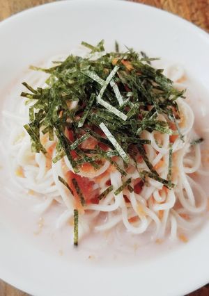 代用!?明太クリームパスタ風ひやむぎ-レシピのメイン写真