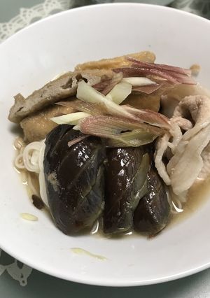めんつゆで♪豚肉とナス、油揚げのそうめん-レシピのメイン写真