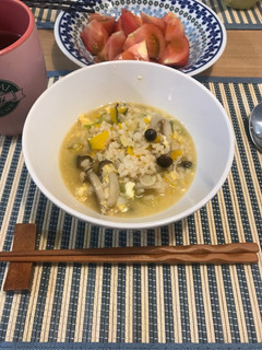 冷蔵庫に残った野菜と卵のおじや-レシピのメイン写真