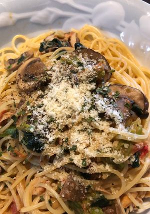 蟹とキノコとほうれん草のパスタ-レシピのメイン写真
