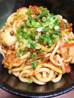 時短!夏麺!キムチと納豆の焼うどん-レシピのメイン写真