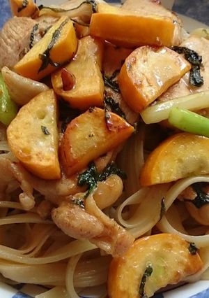 ズッキーニと大葉と鶏肉の梅パスタ♪-レシピのメイン写真