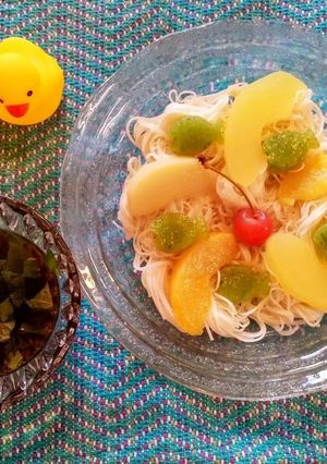 お子様喜ぶフルーツそうめん♪-レシピのメイン写真