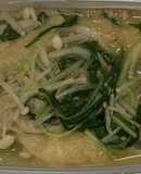 松山揚げとえのきと水菜の山葵胡麻だれ和え