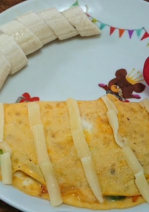 野菜炒めチーズオムレツ-レシピのメイン写真