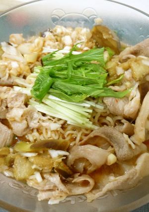 茄子と豚のピリ辛和え冷やしラーメン-レシピのメイン写真
