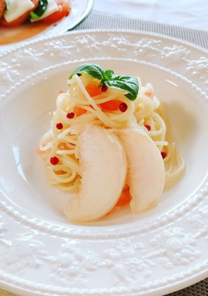 桃とトマトの冷製パスタ-レシピのメイン写真