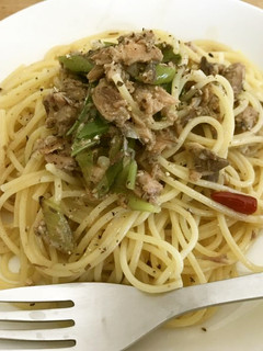 鯖缶と焼ネギのオイルパスタ-レシピのメイン写真