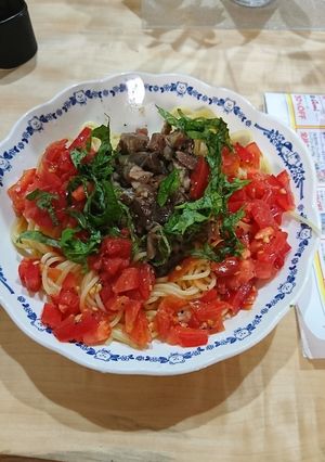 簡単 トマトとかつおタルタルの冷製パスタ-レシピのメイン写真