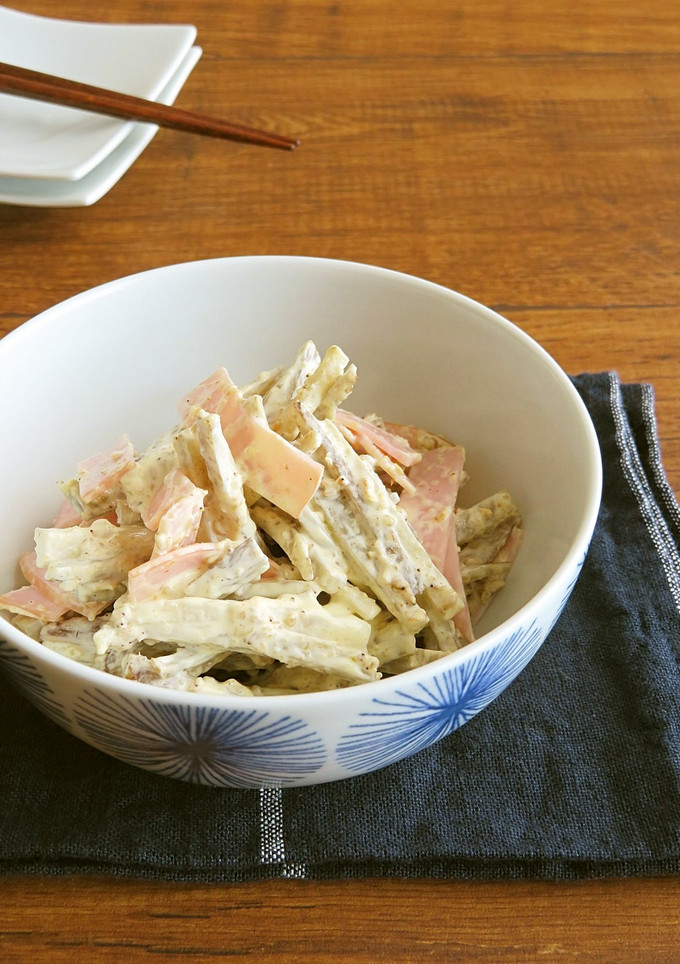 ごぼうとハムのオイマヨ胡麻和え-レシピのメイン写真