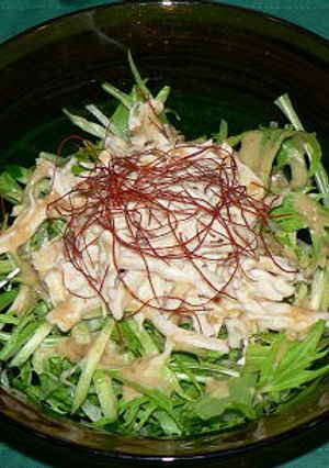 蒸し鶏と水菜の金ごまサラダ-レシピのメイン写真