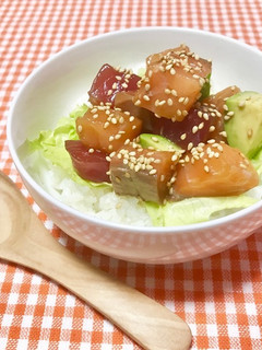 マグロとサーモンとアボカドのさっぱり丼-レシピのメイン写真